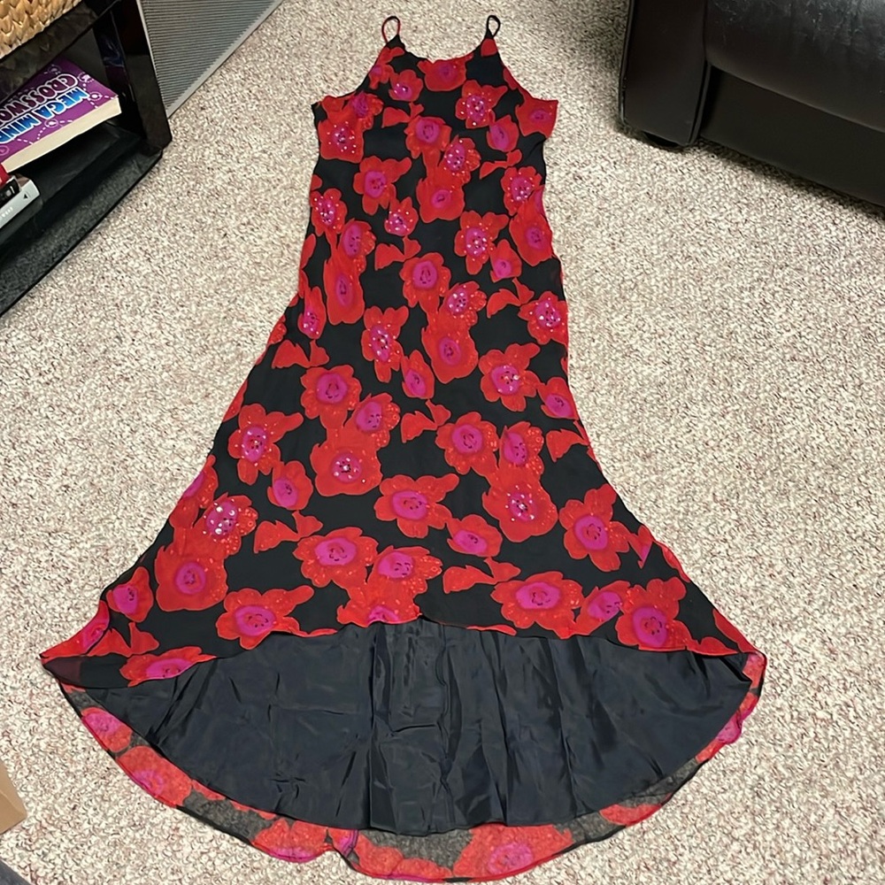 100% silk beaded midi dress